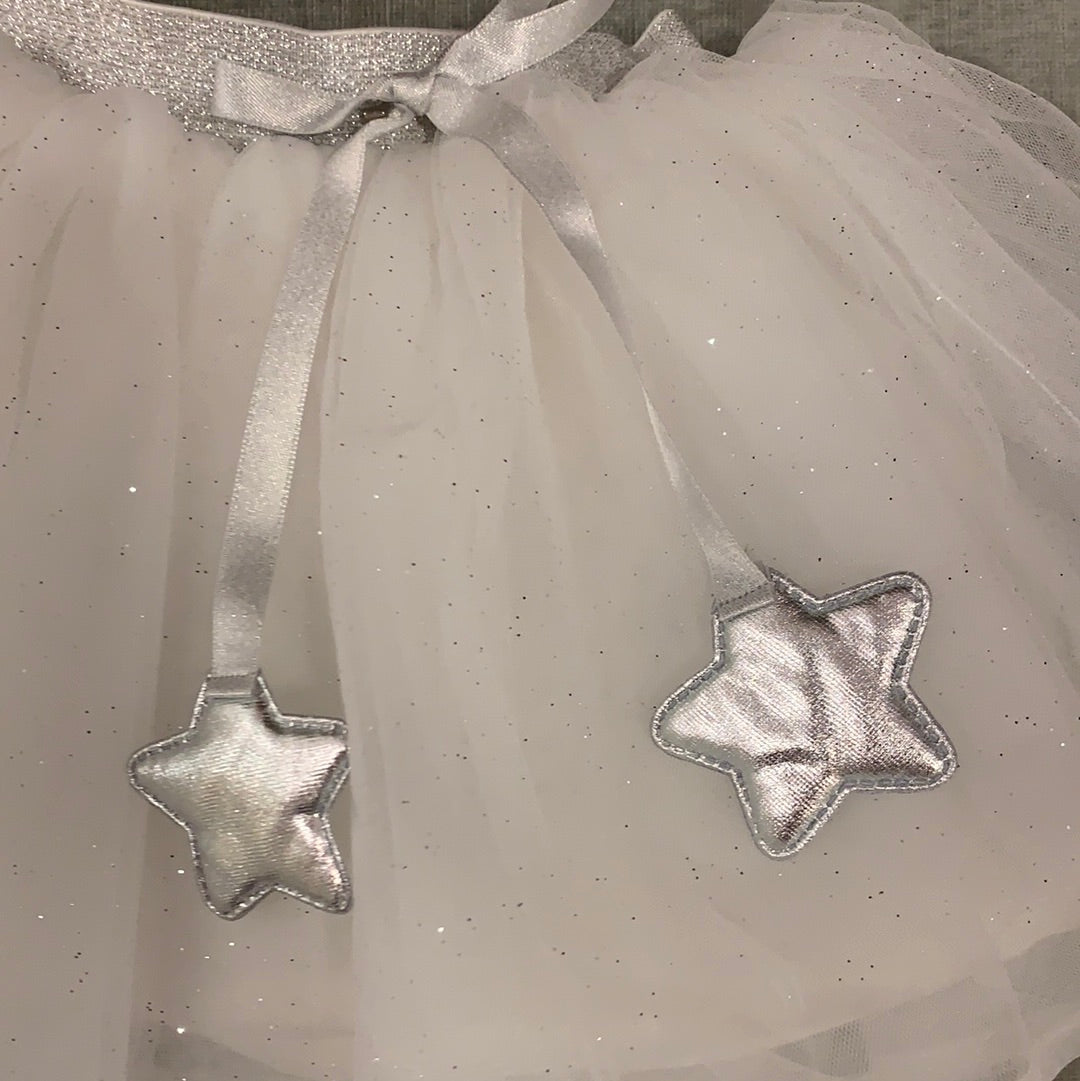 Pleated Skirt with Silver Sparkles and Silver Stars